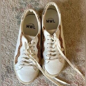 Madewell White and Tan Patterned Sneakers